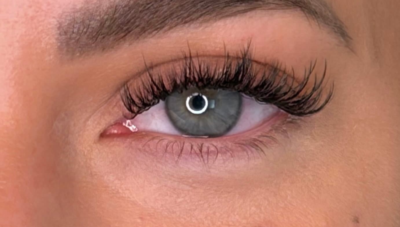 Mariah's lashes after wispy lash extensions
